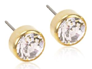 Blomdahl Gold Titanium Earrings – Cubic Zirconia, Swarovski Bezel Crystal