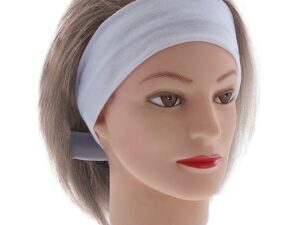 Disposable Stretch Headbands with Hook & Loop, White, 100/Pack