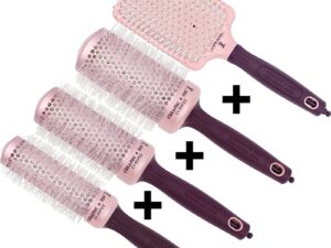 Olivia Garden Ceramic & Ion Thermal Breast Cancer Awareness 2022 Brush Set: 4 Brushes