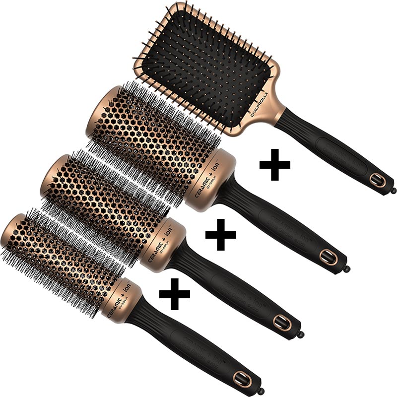 Olivia Garden Ceramic & Ion Thermal Luxe Limited Edition Brush Set: 4 Brushes