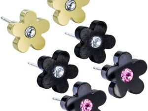 Blomdahl Titanium Earrings – Crystal Flower