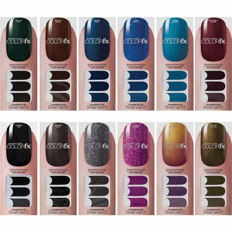 Dashing Diva ColorFX Glitterati Nail Art Appliques, 34 Appliques, 18 Sizes