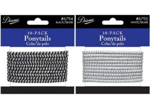 Diane Head & Pony Tail Holders, Two-Tone Metal Clasp Closure, 10/Pack