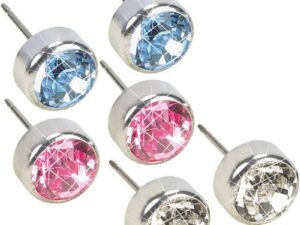 Blomdahl Silver Titanium Earrings – Cubic Zirconia, Swarovski Crystals Bezel