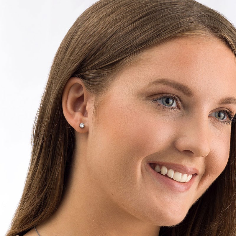 Blomdahl Silver Titanium Earrings – Cubic Zirconia, Swarovski Crystals Bezel - Image 2