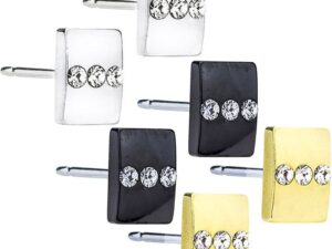 Blomdahl Titanium Earrings – Triple Crystal Square