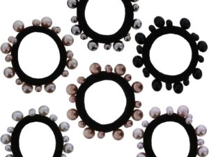 Hair Elastics with Small & Large Pearls, 6/Pack