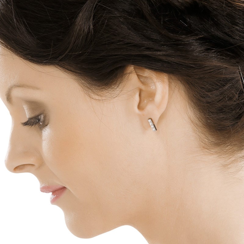 Blomdahl Natural Titanium Earrings – Brilliance Straight Crystal - Image 2