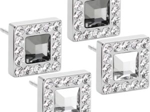 Blomdahl Natural Titanium Earrings – Brilliance Square Halo