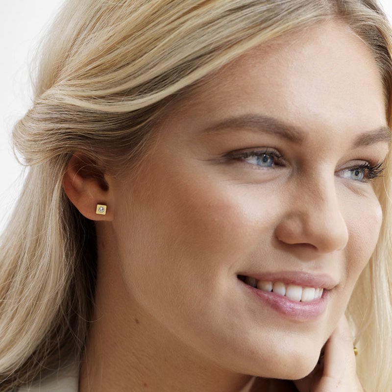 Blomdahl Titanium Earrings – Petite Square Crystal - Image 2