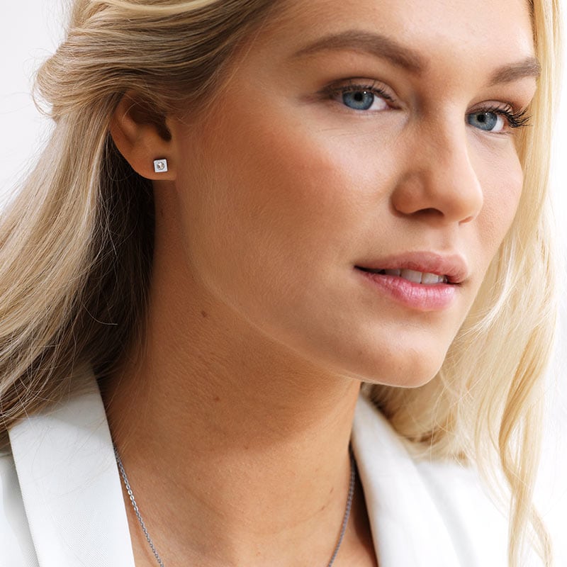 Blomdahl Titanium Earrings – Petite Square Crystal - Image 3