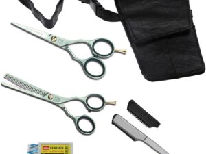 Jaguar Pre Style Ergo Satin Classic School Set: Scissor, Thinner, Razor, Blades & Case