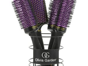 Olivia Garden Ceramic & Ion Thermal Boho Chic Brush Display: 4 Brushes & Basket