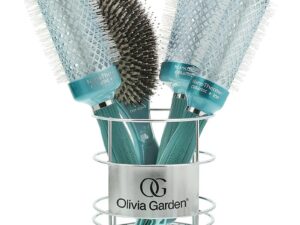 Olivia Garden NanoThermic Ceramic & Ion Oasis Brush Display: 4 Brushes & Basket