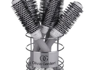 Olivia Garden Ceramic & Ion Thermal Brush Display: 5 Brushes & Basket