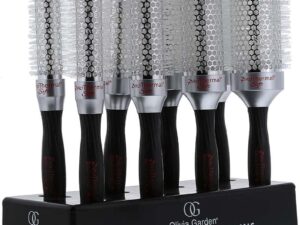 Olivia Garden ProThermal Soft White Bristles Brush Display: 8 Brushes & Stand
