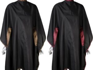Salon Cape Black with Decorative Arm Holes, Polyester, Studs
