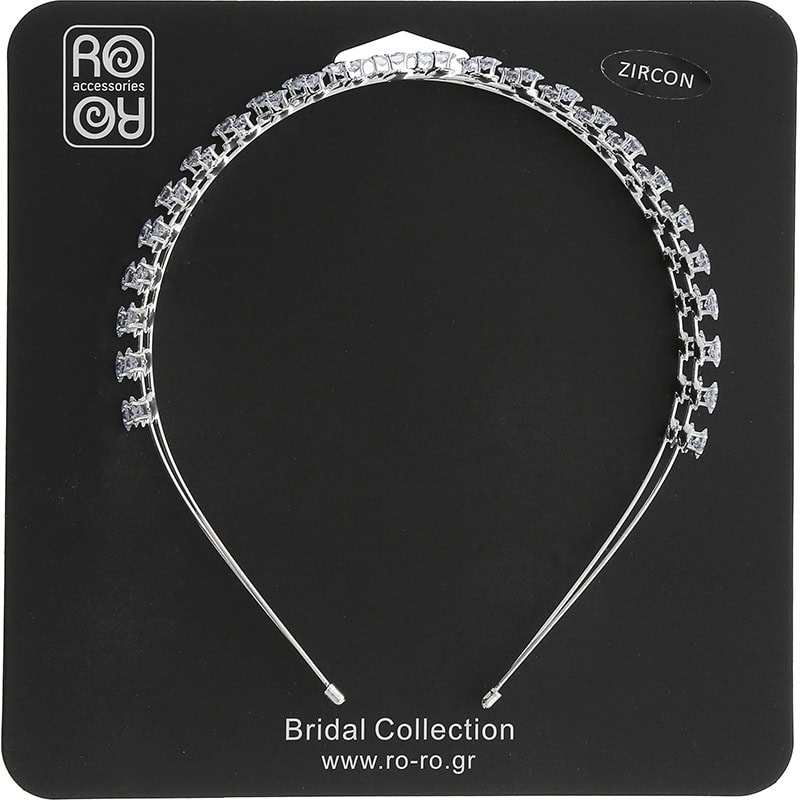 Bridal Headpiece Alice Band with Double Row Square Zircon - Image 2