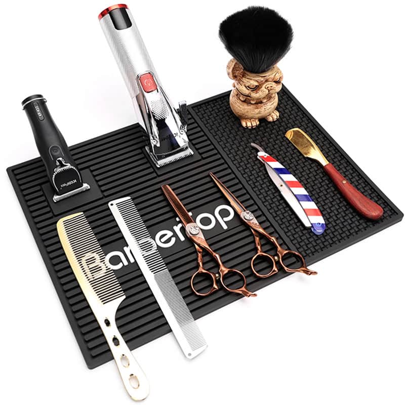 Heat Resistant BarberTop Silicone Mat for Tools, 2 Clipper Magnets, Black, 35.4 x 25.3cm - Image 5