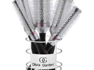 Olivia Garden ProThermal Soft White Bristles Brush Display: 5 Brushes & Basket