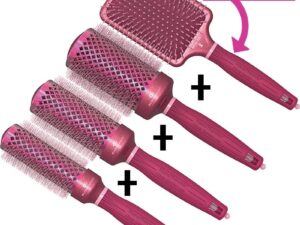 Olivia Garden NanoThermic Ceramic & Ion Breast Cancer Awareness Dark & Light Pink Glitter Brush Special