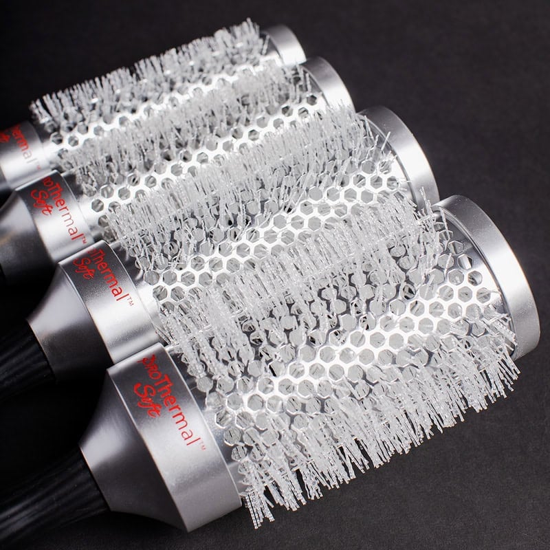 Olivia Garden ProThermal Soft White Bristles Brush Display: 8 Brushes & Stand - Image 6